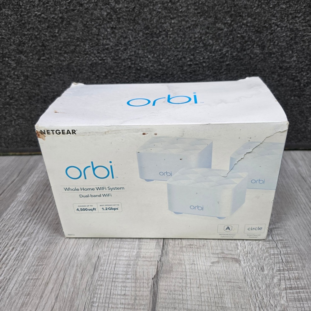 Netgear Orbi WiFi System White RBK13 Mesh 3-Pack 4500sqft Unused Open Box
